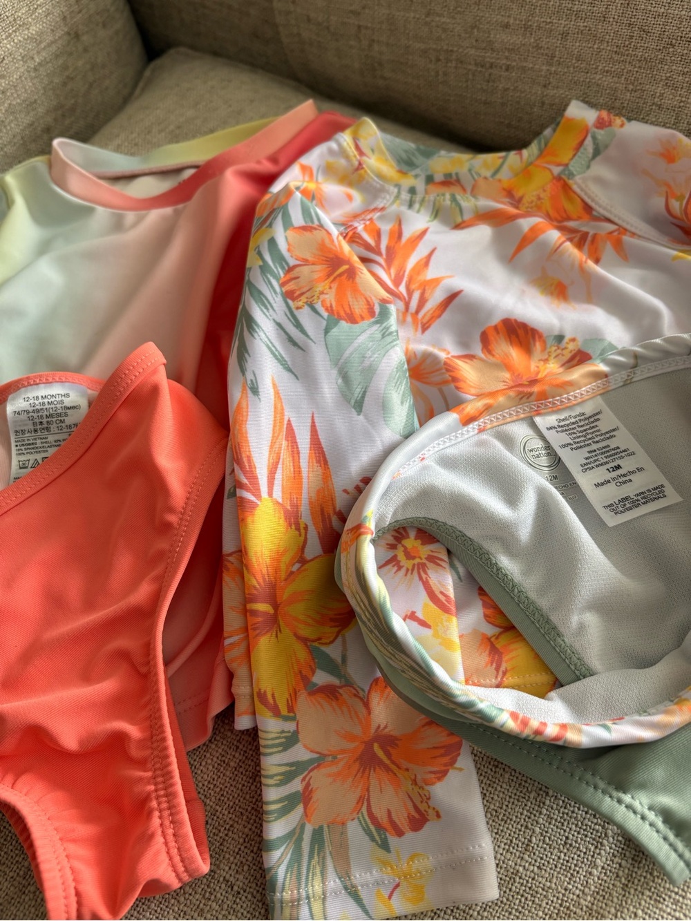 Gap and Wonder Nation Girls Floral & Colorful Swimsuit Set Polyester/Spandex
